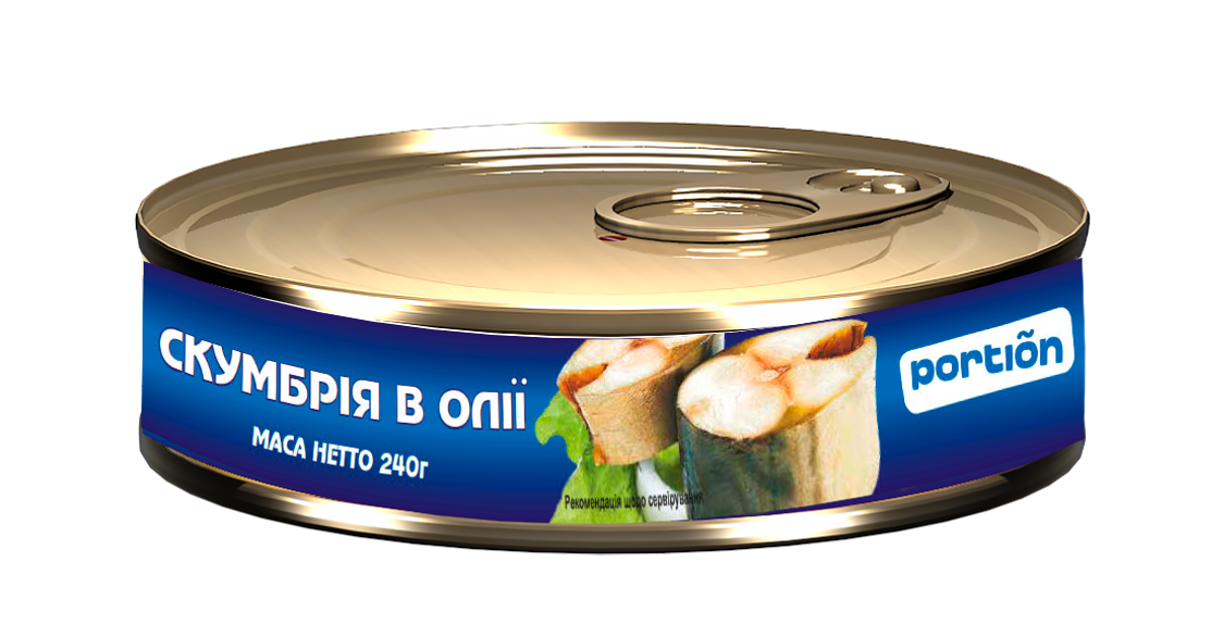 Скумбрія в олії в металевій банці 240 г ТМ Portion, Латвія